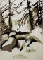 BC Rocks and Pine, Ink Wash, Marcella Wheatley